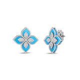 Roberto Coin Venetian Princess Turquoise and Diamond Flower Earrings