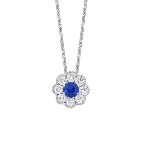 Sapphire Diamond Pendant and Chain