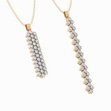 Serafino Consoli Pendant Multi Size 3 Rows Full 2 Points Rose Gold White Diamonds