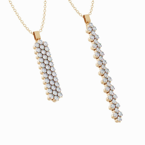 Serafino Consoli Pendant Multi Size 3 Rows Full 2 Points Rose Gold White Diamonds