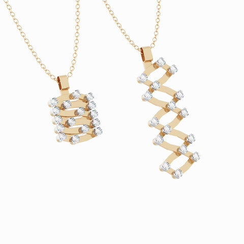 Serafino Consoli Pendant Serafino 1492 Full 2 Points Rose And White Gold White Diamonds