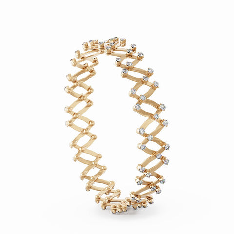 Serafino Consoli Ring Bracelet 1492 Full 2 Points Rose Gold White Diamonds