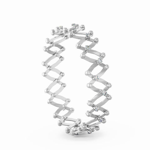Serafino Consoli Ring Bracelet 1492 Middle 4 Points White Gold White Diamonds