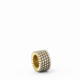 Serafino Consoli Ring Bracelet 5 Rows Full Inside 4 Points Yellow Gold White Diamonds