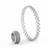 Serafino Consoli Ring Bracelet 5 Rows Middle 2 Points White Gold White Diamonds