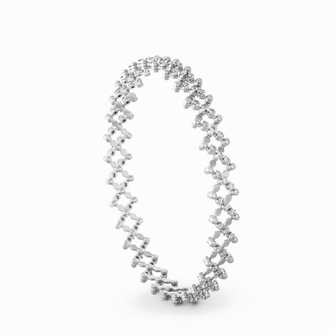 Serafino Consoli Ring Bracelet 5 Rows Middle 2 Points White Gold White Diamonds