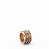 Serafino Consoli Ring Bracelet Alternato 7 Rows Full 2 Points Rose Gold White Diamonds
