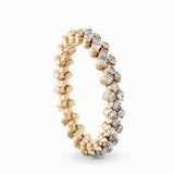 Serafino Consoli Ring Multi Size 3 Rows Full 2 Points Rose Gold White Diamonds