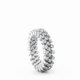 Serafino Consoli Ring Multi Size 3 Rows Full 2 Points White Gold White Diamonds