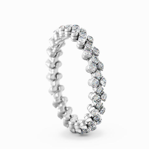 Serafino Consoli Ring Multi Size 3 Rows Full 2 Points White Gold White Diamonds