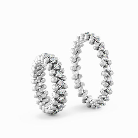 Serafino Consoli Ring Multi Size 3 Rows Middle 2 Points White Gold White Diamonds
