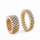 Serafino Consoli Ring Multi Size 5 Rows Half 2 Points Rose Gold White Diamonds