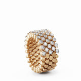 Serafino Consoli Ring Multi Size 5 Rows Half 2 Points Rose Gold White Diamonds
