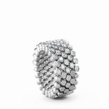 Serafino Consoli Ring Multi Size 5 Rows Half 2 Points White Gold White Diamonds
