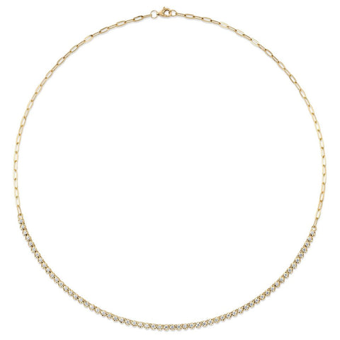 Shy Creation 1.13 Ct. Diamond Crown Setting Paper Clip Link Necklace