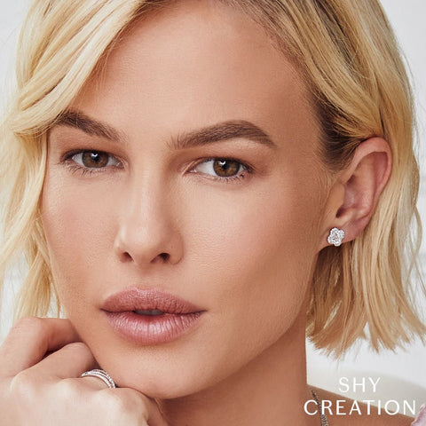 Shy Creation Adele 0.60Ct. Diamond Clover Stud Earring