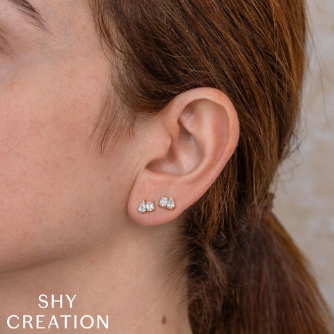 Shy Creation Colette 0.84CT Diamond Emerald Pear Stud Earring