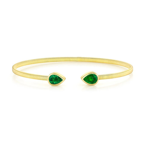 Shy Creation Corelli 1.21CT Emerald Pear Bezel Bangle
