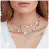 Shy Creation EDEN 0.20CT -CTR(Round) 0.05CT-Side Diamond Necklace