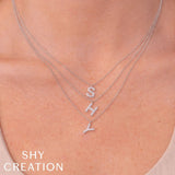 Shy Creation Initial 0.09CT Diamond Pave Necklace - Initial A
