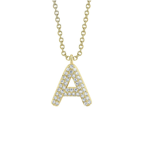 Shy Creation Initial 0.09CT Diamond Pave Necklace - Initial A