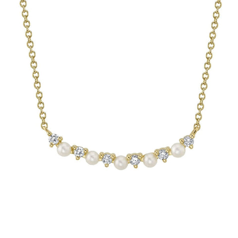 Shy Creation Jackie 0.12CT Diamond & Cultured Pearl Necklace
