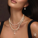Shy Creation Jackie 0.27CT Diamond & Cultured Pearl Bezel Paper Clip Link Necklace