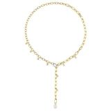 Shy Creation Jackie 0.27CT Diamond & Cultured Pearl Bezel Paper Clip Link Necklace
