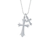 Shy Creation Kate 0.04CT Diamond Matte Cross Faceted Ball Chain Necklace