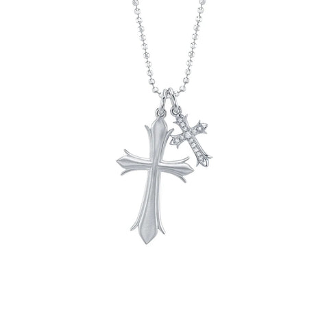 Shy Creation Kate 0.04CT Diamond Matte Cross Faceted Ball Chain Necklace