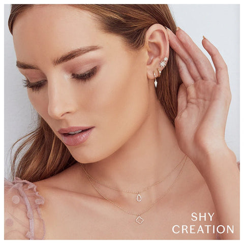 Shy Creation KATE 0.08CT Diamond Clover Necklace