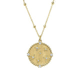 Shy Creation Kate 0.13CT Diamond Flower Circle Matte Necklace