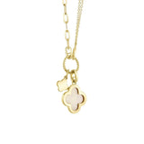 Shy Creation KATE 0.17CT Diamond & 1.36CT Mother of Pearl Clover Paper Clip Necklace