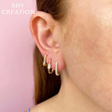 Shy Creation Kate 0.18 Ct. Diamond Oblong Hoop Earring