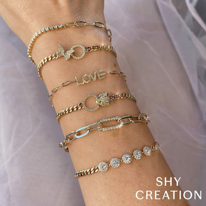 Shy Creation Kate 0.20 Ct. Diamond Paper Clip Link Bracelet