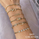 Shy Creation Kate 0.20 Ct. Diamond Paper Clip Link Bracelet