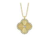 Shy Creation Kate 0.22CT Diamond Bezel Ribbed Clover Necklace