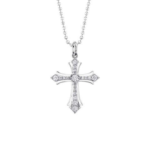 Shy Creation Kate 0.23CT Diamond Cross Faceted Ball Chain Necklace