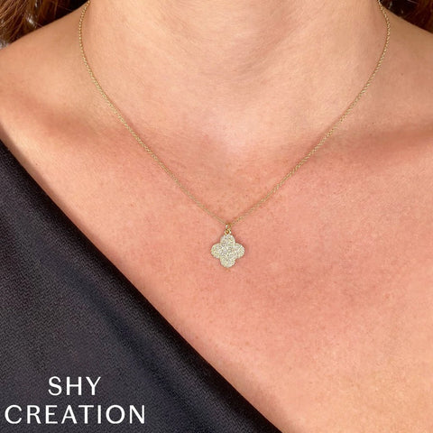 Shy Creation Kate 0.23CT Diamond Pave Clover Necklace
