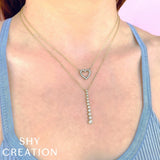 Shy Creation Kate 0.43CT Diamond Open Heart Necklace
