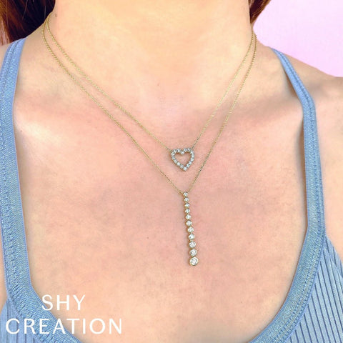 Shy Creation Kate 0.43CT Diamond Open Heart Necklace