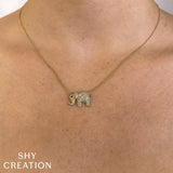 Shy Creation Kate 0.47 Ct. Diamond & 0.02 Ct. Blue Sapphire Elephant Necklace
