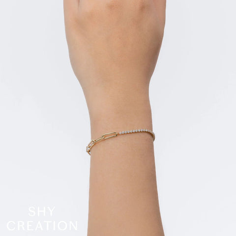 Shy Creation Kate 0.66CT Diamond Paper Clip Link Bracelet