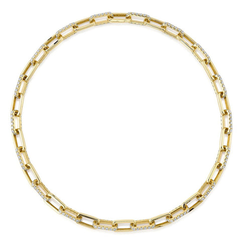 Shy Creation Kate 13.01 Ct. Diamond Pave Paper Clip Link Necklace
