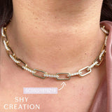 Shy Creation Kate 13.01 Ct. Diamond Pave Paper Clip Link Necklace