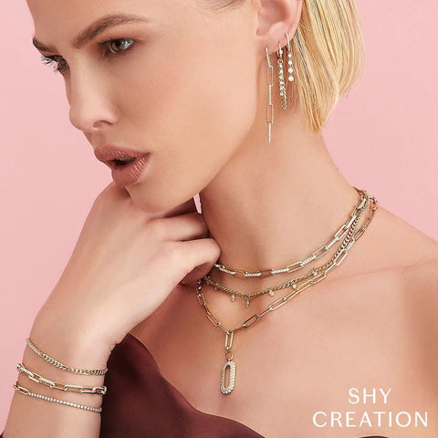 Shy Creation Kate 5.68 Ct. Diamond Paper Clip Link Necklace