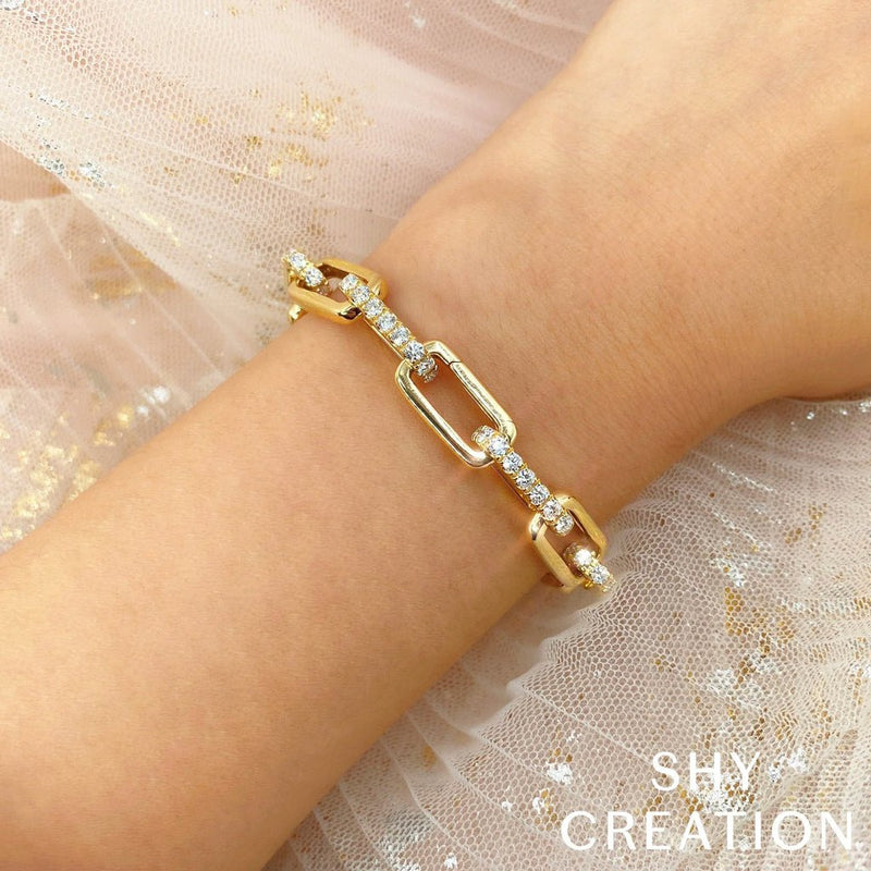Shy Creation Kate 5.78 Ct. Diamond Paper Clip Link Bracelet