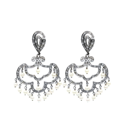 White South Sea Pearl Diamond Earrings