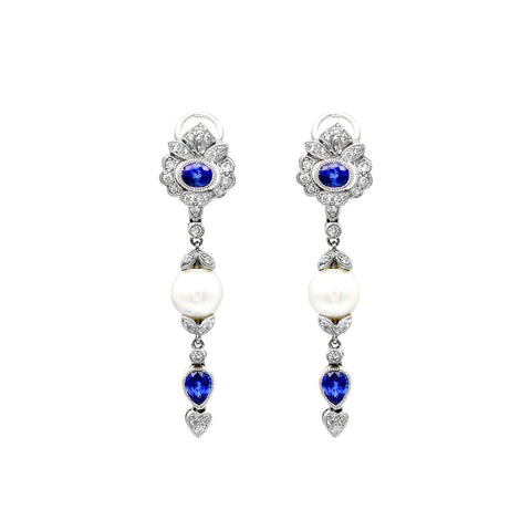 White South Sea Pearl Diamond Earrings