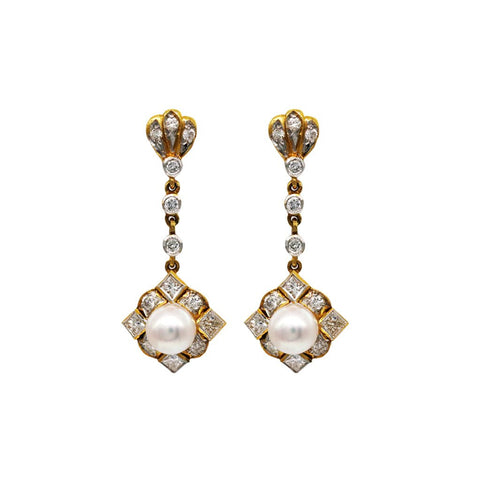 White South Sea Pearl Diamond Earrings